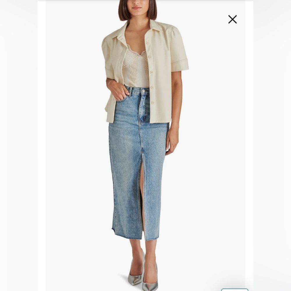 Steve Madden Avani Front Slit Denim Skirt